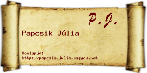 Papcsik Júlia névjegykártya