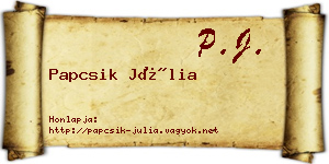 Papcsik Júlia névjegykártya